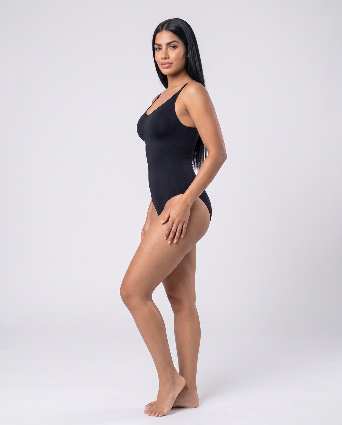 SculptFit Brief bodysuit in Black, side profile